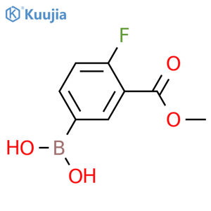 (4-fluoro-3-methoxycarbonylphenyl)boronic acid structure