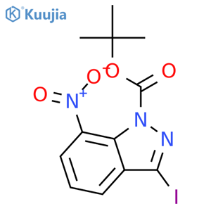 1H-Indazole-1-carboxylic acid, 3-iodo-7-nitro-, 1,1-dimethylethyl ester structure