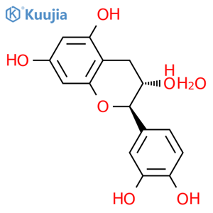 2H-1-Benzopyran-3,5,7-triol,2-(3,4-dihydroxyphenyl)-3,4-dihydro-, hydrate (1:1), (2R,3S)- structure