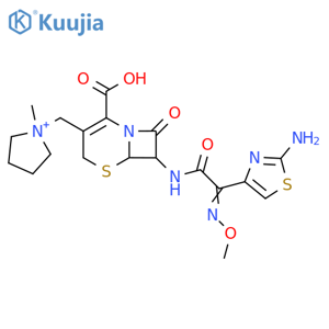 7-[[2-(2-Amino-1,3-thiazol-4-yl)-2-methoxyiminoacetyl]amino]-3-[(1-methylpyrrolidin-1-ium-1-yl)methyl]-8-oxo-5-thia-1-azabicyclo[4.2.0]oct-2-ene-2-carboxylic acid structure