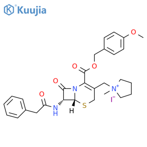 Pyrrolidinium, 1-[[(6R,7R)-2-[[(4-methoxyphenyl)methoxy]carbonyl]-8-oxo-7-[(2-phenylacetyl)amino]-5-thia-1-azabicyclo[4.2.0]oct-2-en-3-yl]methyl]-1-methyl-, iodide (1:1) structure