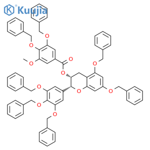 Benzoic acid, 3-methoxy-4,5-bis(phenylmethoxy)-, (2R,3R)-3,4-dihydro-5,7-bis(phenylmethoxy)-2-[3,4,5-tris(phenylmethoxy)phenyl]-2H-1-benzopyran-3-yl ester structure