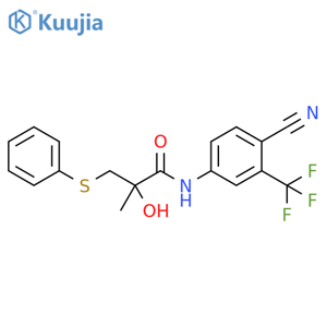 Propanamide, N-[4-cyano-3-(trifluoromethyl)phenyl]-2-hydroxy-2-methyl-3-(phenylthio)- structure