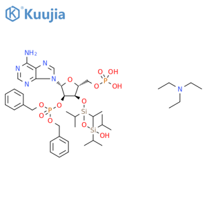 2'-Adenylic acid, 3'-O-[3-hydroxy-1,1,3,3-tetrakis(1-methylethyl)-1-disiloxanyl]-, bis(phenylmethyl) ester, 5'-(dihydrogen phosphate), compd. with N,N-diethylethanamine (1:1) structure