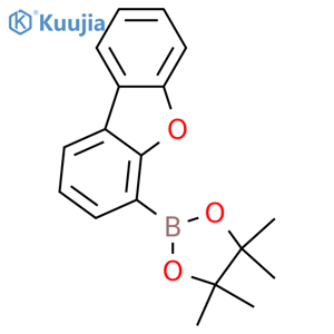 2-(Dibenzob,dfuran-4-yl)-4,4,5,5-tetramethyl-1,3,2-dioxaborolane structure