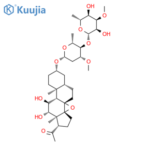 Pregnan-20-one, 3-[[2,6-dideoxy-4-O-(6-deoxy-3-O-methyl-b-D-allopyranosyl)-3-O-methyl- b-D-arabino-hexopyranosyl]oxy]-8,14-epoxy-11,12-dihydroxy-, (3b,5a,11a,12b,14b)- structure