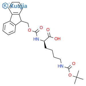 (2R)-6-{[(tert-butoxy)carbonyl]amino}-2-({[(9H-fluoren-9-yl)methoxy]carbonyl}amino)hexanoic acid structure