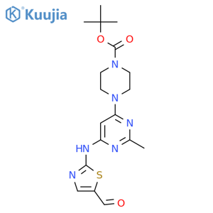 tert-Butyl 4-(6-((5-formylthiazol-2-yl)amino)-2-methylpyrimidin-4-yl)piperazine-1-carboxylate structure