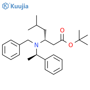 Hexanoic acid, 5-methyl-3-[[(1R)-1-phenylethyl](phenylmethyl)amino]-, 1,1-dimethylethyl ester, (3R)- structure