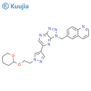 Quinoline, 6-[[6-[1-[2-[(tetrahydro-2H-pyran-2-yl)oxy]ethyl]-1H-pyrazol-4-yl]-1H-1,2,3-triazolo[4,5-b]pyrazin-1-yl]methyl]- structure