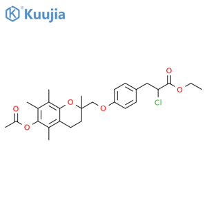 Benzenepropanoic acid, 4-[[6-(acetyloxy)-3,4-dihydro-2,5,7,8-tetramethyl-2H-1-benzopyran-2-yl]methoxy]-α-chloro-, ethyl ester structure