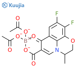 bis(Acetato-O)[9,10-difluoro-2,3-dihydro-3-methyl-7-dihydro-7Hpyrido[1,2,3-de][1,4]benzoxazine-6-carboxilato-O6,O7]boron structure