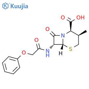 5-Thia-1-azabicyclo[4.2.0]octane-2-carboxylic acid, 3-methyl-8-oxo-7-[(phenoxyacetyl)amino]-, [2R-(2α,3α,6α,7β)]- structure